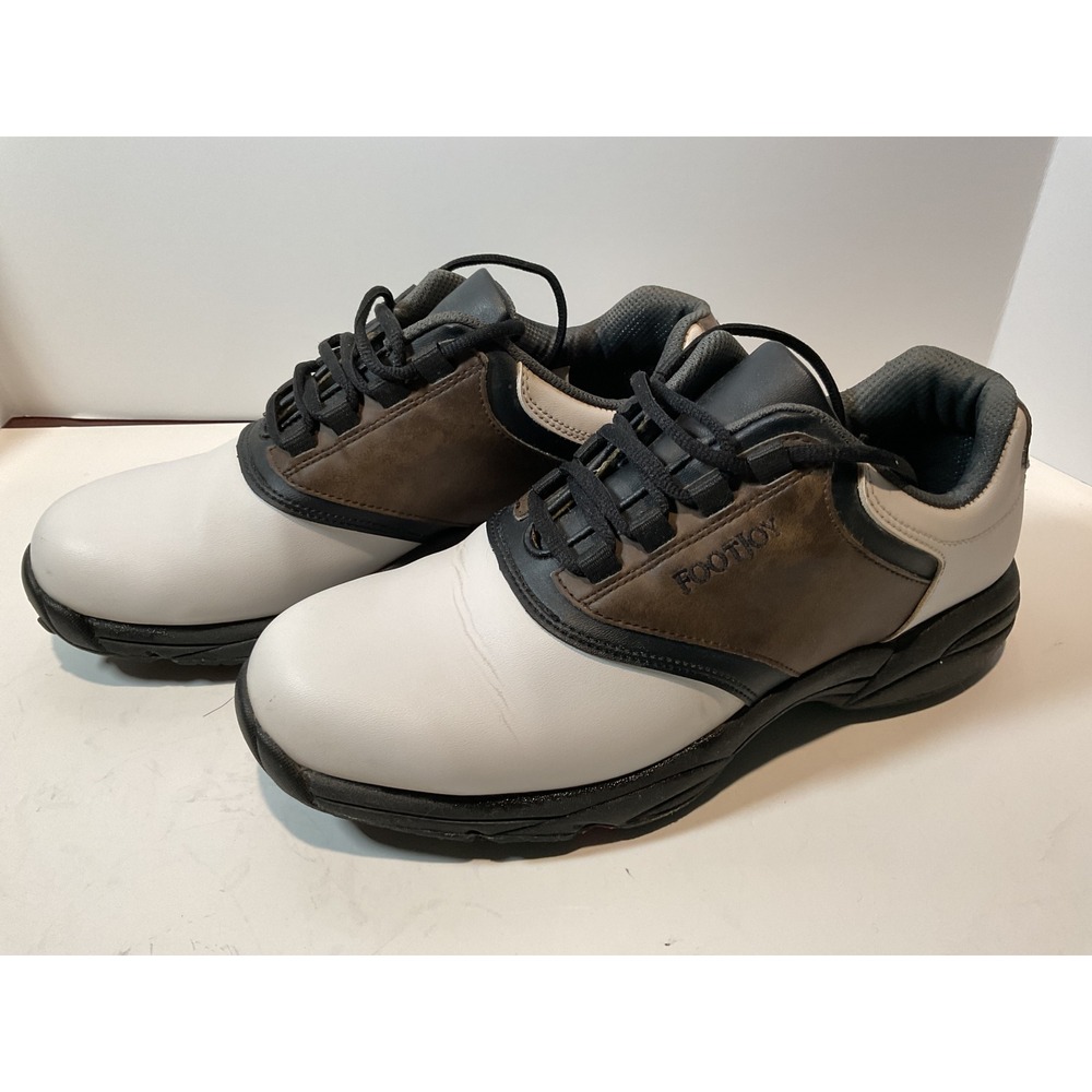 FootJoy‎ Golf Shoes Mens Size 8M White Brown Spiked FlexZone